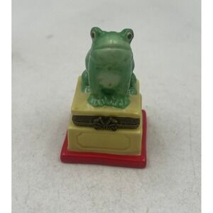 Foreside Green Frog Trinket Box Hinged Lid Ceramic Animal Figurine